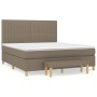 Cama box spring con colchón tela gris taupe 160x200 cm
