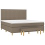 Cama box spring con colchón tela gris taupe 160x200 cm