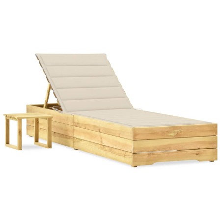 Tumbona de jardín con mesa y cojín de madera de pino impregnada von , Liegen - Ref: Foro24-3065926, Preis: 149,89 €, Rabatt: %