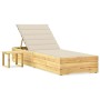 Tumbona de jardín con mesa y cojín de madera de pino impregnada von , Liegen - Ref: Foro24-3065926, Preis: 149,89 €, Rabatt: %