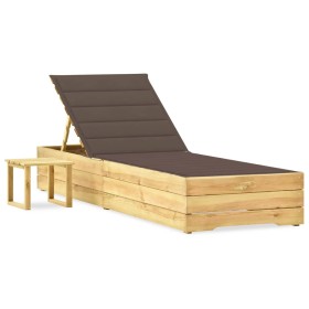 Tumbona de jardín con mesa y cojín de madera de pino impregnada by , Loungers - Ref: Foro24-3065932, Price: 152,18 €, Discoun...