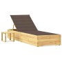 Tumbona de jardín con mesa y cojín de madera de pino impregnada by , Loungers - Ref: Foro24-3065932, Price: 152,18 €, Discoun...