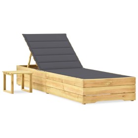 Tumbona de jardín con mesa y cojín de madera de pino impregnada by , Loungers - Ref: Foro24-3065924, Price: 159,79 €, Discoun...