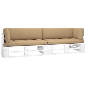 Sofá de palets 2 plazas cojines madera pino impregnada blanco von , Gartensets - Ref: Foro24-3066640, Preis: 299,25 €, Rabatt: %