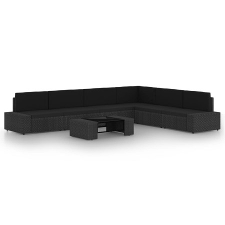 Set de muebles de jardín 7 pzas ratán sintético y cojines negro | Foro24.es | Tu tienda online para hogar, jardín y más Foro24.es