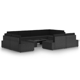 Set muebles de jardín 10 pzas ratán sintético y cojines negro by , Garden sets - Ref: Foro24-3067137, Price: 1,00 €, Discount: %