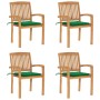 Sillas de jardín apilables 4 uds madera de teca con cojines von , Gartenstühle - Ref: Foro24-3073215, Preis: 418,09 €, Rabatt: %