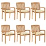 Sillas de jardín apilables 6 uds madera de teca con cojines von , Gartenstühle - Ref: Foro24-3073269, Preis: 623,62 €, Rabatt: %
