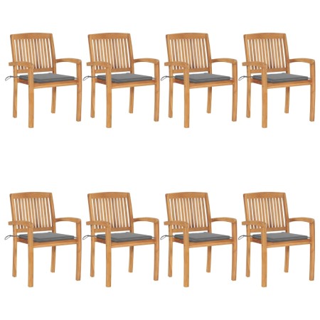 Sillas de jardín apilables 8 uds madera de teca con cojines von , Gartenstühle - Ref: Foro24-3073241, Preis: 907,14 €, Rabatt: %