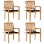 Sillas de jardín apilables 4 uds madera de teca con cojines by , Garden chairs - Ref: Foro24-3073217, Price: 414,50 €, Discou...