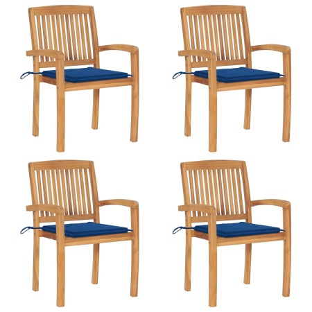 Sillas de jardín apilables 4 uds madera de teca con cojines by , Garden chairs - Ref: Foro24-3073220, Price: 418,16 €, Discou...