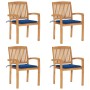Sillas de jardín apilables 4 uds madera de teca con cojines by , Garden chairs - Ref: Foro24-3073220, Price: 418,16 €, Discou...