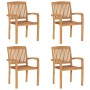 Sillas de jardín apilables 4 uds madera de teca con cojines by , Garden chairs - Ref: Foro24-3073220, Price: 418,16 €, Discou...