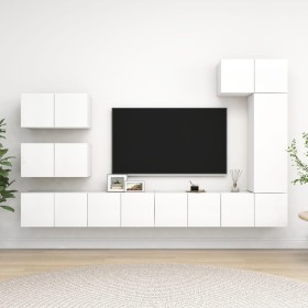 Set de muebles de salón TV 8 piezas madera de ingeniería blanco by , TV Furniture - Ref: Foro24-3078716, Price: 274,82 €, Dis...