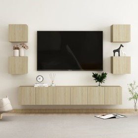 Set muebles de salón TV 7 pzas madera ingeniería roble Sonoma von , TV-Möbel - Ref: Foro24-3078976, Preis: 165,96 €, Rabatt: %
