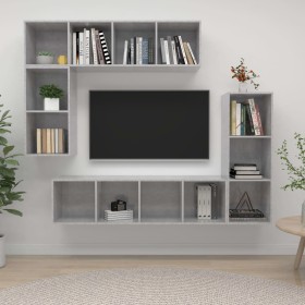 Set de muebles de TV 4 pzas madera contrachapada gris hormigón de , Muebles TV - Ref: Foro24-3079821, Precio: 200,44 €, Descu...