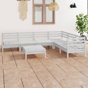 Juego de muebles de jardín 7 piezas madera maciza