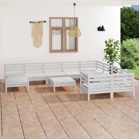 Juego de muebles de jardín 11 piezas madera maciza pino blanco | Foro24.es | Tu tienda online para hogar, jardín y más Foro24.es