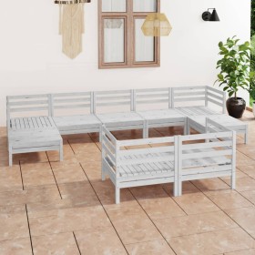 Juego de muebles de jardín 9 piezas madera maciza