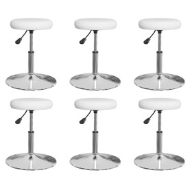 Sillas de comedor 6 uds cuero sintético blanco