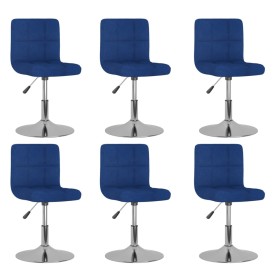 Sillas de comedor giratorias 6 unidades tela azul
