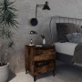 Mesita de noche con patas de metal roble ahumado 40x35x50 cm | Foro24.es | Tu tienda online para hogar, jardín y más Foro24.es