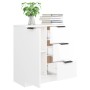Aparador de madera contrachapada blanco brillante 60x30x70 cm