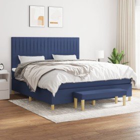 Cama box spring con colchón tela azul 180x200 cm en Camas y somieres | Comprar online en Foro24