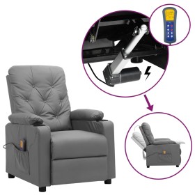 Sillón de masaje elevable cuero sintético gris