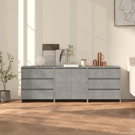 Aparador de 3 piezas madera manufacturada gris hormigón von , Sideboards - Ref: Foro24-3098068, Preis: 228,62 €, Rabatt: %