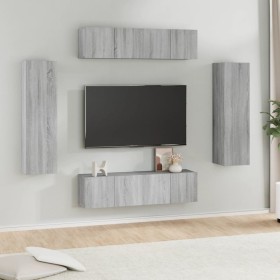 Set de muebles para TV 6 pzas madera contrachapada gris Sonoma de , Muebles TV - Ref: Foro24-3120246, Precio: 217,78 €, Descu...