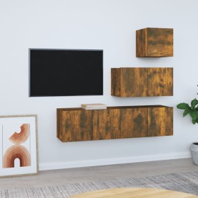 Set de muebles de TV 4 pzas madera contrachapada