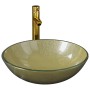 Lavabo de baño grifo&desagüe de empuje vidrio templado dorado by , Sinks - Ref: Foro24-3098461, Price: 99,92 €, Discount: %