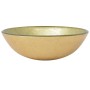 Lavabo de baño grifo&desagüe de empuje vidrio templado dorado by , Sinks - Ref: Foro24-3098461, Price: 99,92 €, Discount: %