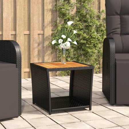 Mesa de centro ratán negro y superficie madera maciza acacia von , Gartentische - Ref: Foro24-319558, Preis: 58,89 €, Rabatt: %