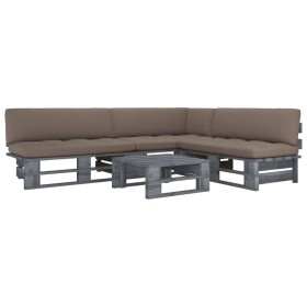 Muebles de palets 4 pzas y cojines madera pino impregnada gris by , Garden sets - Ref: Foro24-3066705, Price: 412,15 €, Disco...