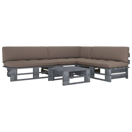 Muebles de palets 4 pzas y cojines madera pino impregnada gris by , Garden sets - Ref: Foro24-3066705, Price: 412,15 €, Disco...