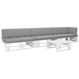 Muebles de palés 4 pzas y cojines madera pino impregnada blanco by , Garden sets - Ref: Foro24-3066711, Price: 447,85 €, Disc...