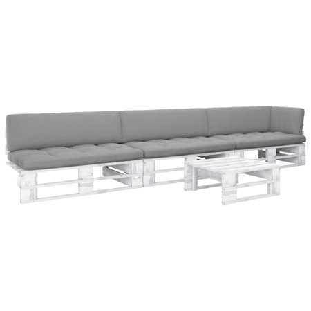 Muebles de palés 4 pzas y cojines madera pino impregnada blanco by , Garden sets - Ref: Foro24-3066711, Price: 447,85 €, Disc...