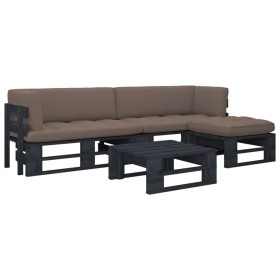 Muebles de palets 4 pzas y cojines madera pino impregnada negro by , Garden sets - Ref: Foro24-3066801, Price: 380,74 €, Disc...
