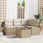 Conjunto de sofá de jardín 5 pcs Beige Poliratán