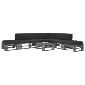 Muebles de palets 6 pzas y cojines madera pino impregnada gris by , Garden sets - Ref: Foro24-3066848, Price: 598,44 €, Disco...