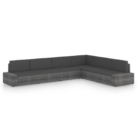 Juego muebles de jardín 6 pzas y cojines ratán sintético gris by , Garden sets - Ref: Foro24-3067177, Price: 602,63 €, Discou...