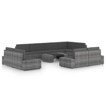 Juego muebles de jardín 10 pzas y cojines ratán sintético gris by , Garden sets - Ref: Foro24-3067175, Price: 1,00 €, Discoun...