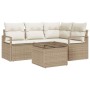 Conjunto de sofá de jardín 5 pcs Beige Poliratán