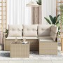 Conjunto de sofá de jardín 5 pcs Beige Poliratán
