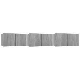 Muebles para TV colgantes 3 uds madera gris Sonoma 60x30x30 cm by , TV Furniture - Ref: Foro24-815872, Price: 96,95 €, Discou...