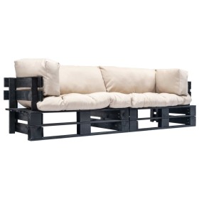 Sofás de palets de jardín 2 pzas con cojines arena madera pino by , Outdoor sofas - Ref: Foro24-277417, Price: 282,21 €, Disc...