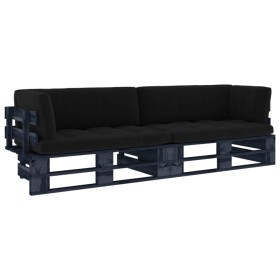 Sofá de palets 2 plazas cojines madera pino impregnada negro von , Gartensets - Ref: Foro24-3066656, Preis: 280,57 €, Rabatt: %