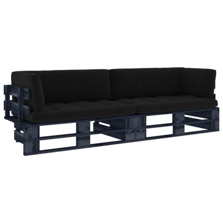 Sofá de palets 2 plazas cojines madera pino impregnada negro von , Gartensets - Ref: Foro24-3066656, Preis: 280,57 €, Rabatt: %
